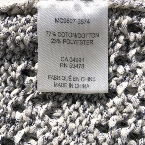 St. Tropez West open weave sweater pullover sweater size XS cream salt & pepper - Picture 5 of 6